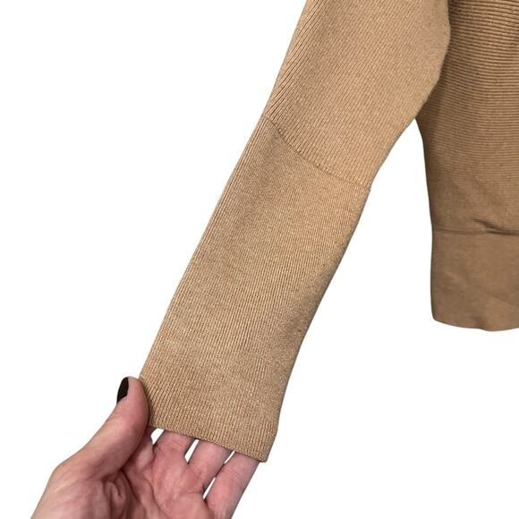 BANANA REPUBLIC Rina Rib‎ Wrap Front Camel Sweater Women’s Size Large - Picture 7 of 10